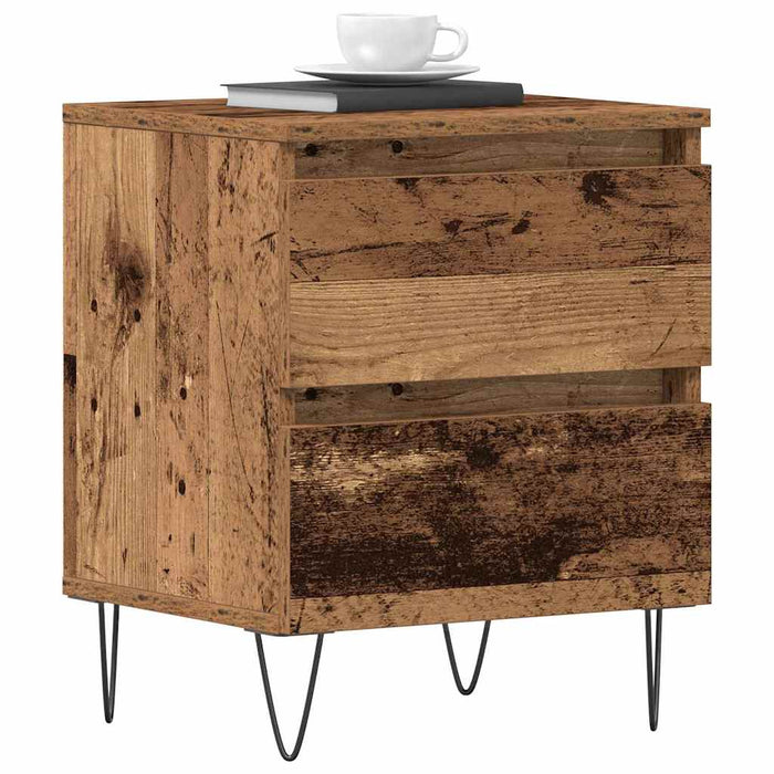Dulap de noapte 2 pcs Lemn vechi 40 x 35 x 50 cm Lemn compozit - WALTI WALTI