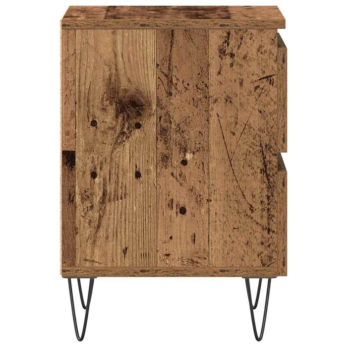 Dulap de noapte 2 pcs Lemn vechi 40 x 35 x 50 cm Lemn compozit - WALTI WALTI