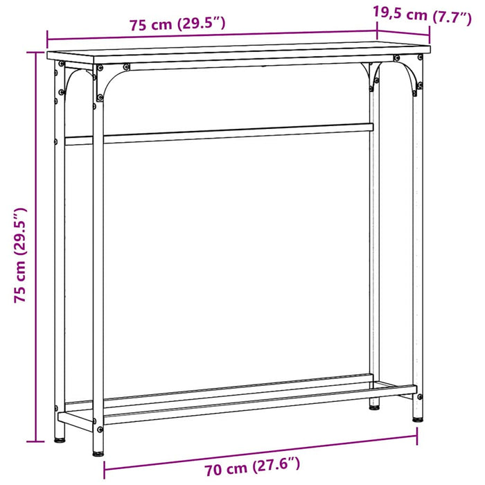 Masă de Consolă cu raft Stejar negru 75 x 19.5 x 75 cm - WALTI WALTI