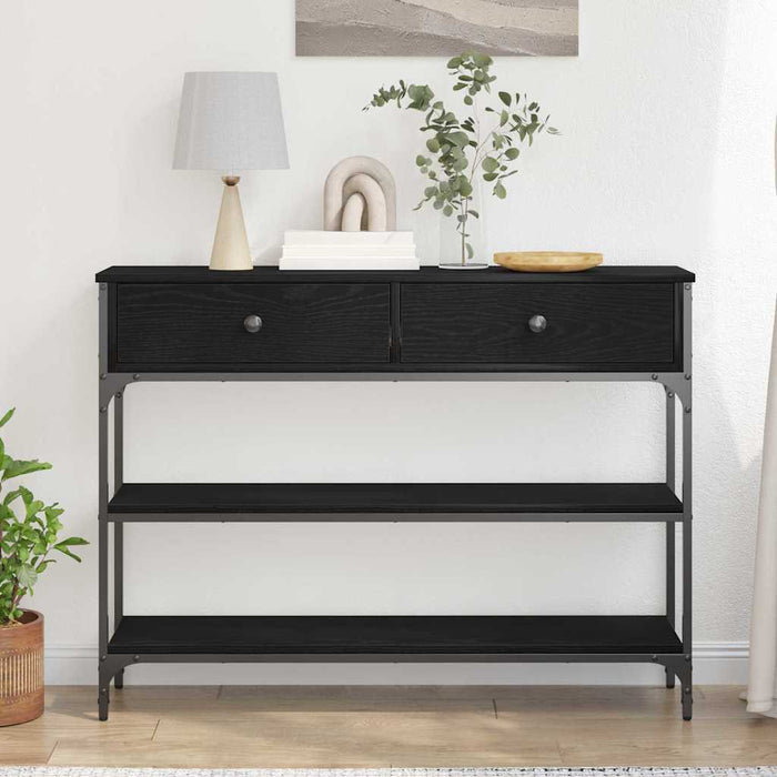 Masă de Consolă cu sertar cu raft Stejar negru 100 x 25 x 75 cm - WALTI WALTI