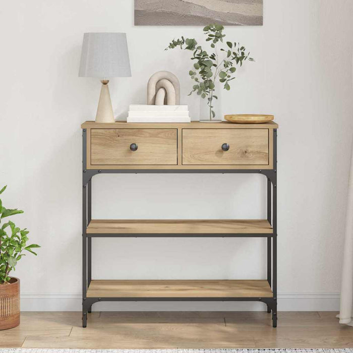 Masă de consolă cu sertar Stejar Artizanal 72.5 x 25 x 75 cm WALTI