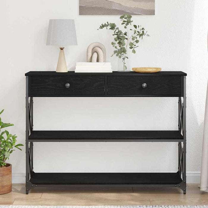Masă Consolă Stejar negru 100 x 28 x 75 cm Lemn compus și metal - WALTI WALTI