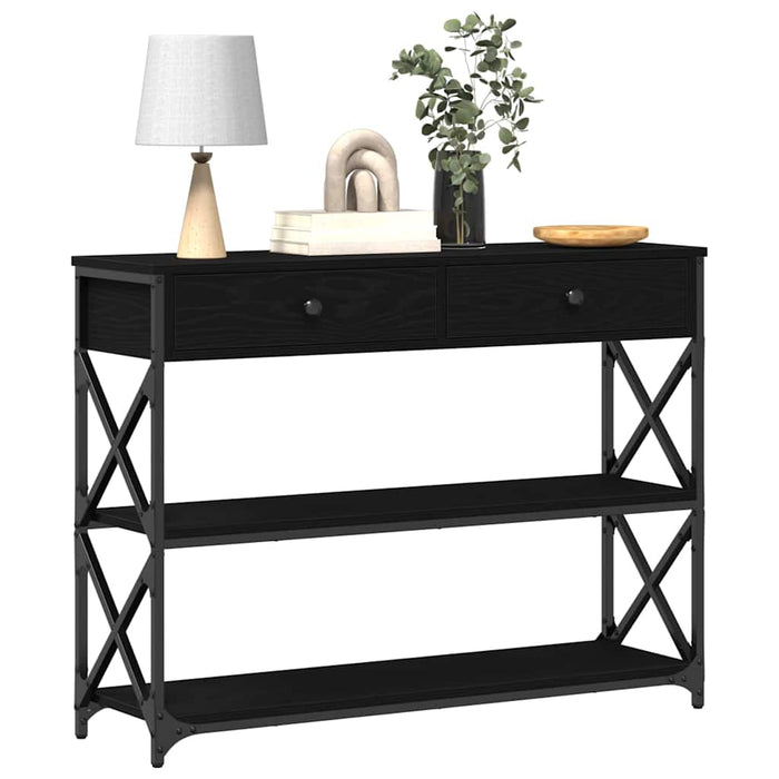 Masă Consolă Stejar negru 100 x 28 x 75 cm Lemn compus și metal - WALTI WALTI