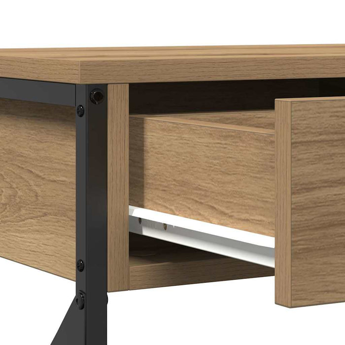Masă Consolă cu sertar cu raft stejar artizanal 75 x 28 x 75 cm - WALTI WALTI