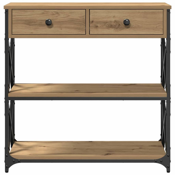 Masă Consolă cu sertar cu raft stejar artizanal 75 x 28 x 75 cm - WALTI WALTI