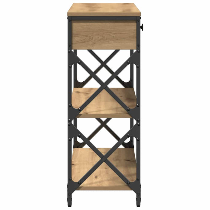Masă Consolă cu sertar cu raft stejar artizanal 75 x 28 x 75 cm - WALTI WALTI
