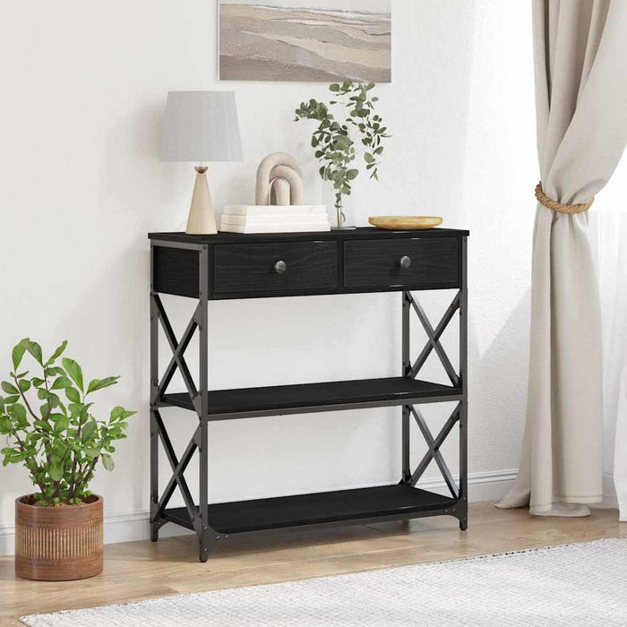 Masă Consolă Stejar negru 75 x 28 x 75 cm Lemn compus și metal - WALTI WALTI