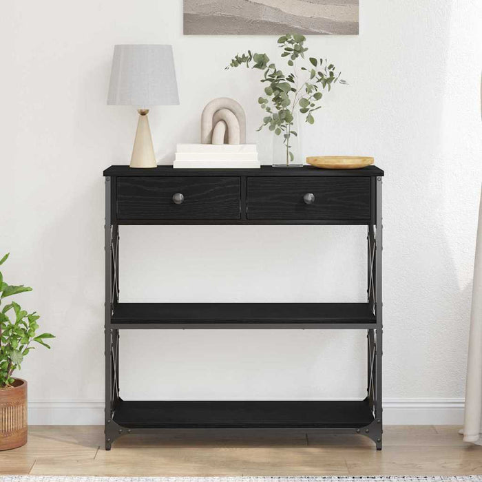 Masă Consolă Stejar negru 75 x 28 x 75 cm Lemn compus și metal - WALTI WALTI