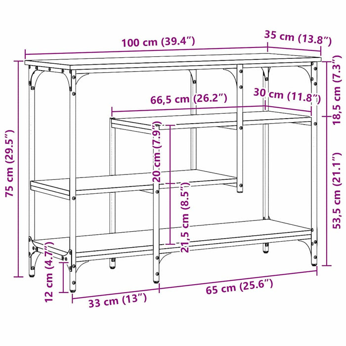 Masă de Consolă cu raft Lemn vechi 100 x 35 x 75 cm - WALTI WALTI