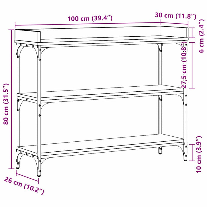 Masă de Consolă cu raft Stejar negru 100 x 30 x 80 cm - WALTI WALTI