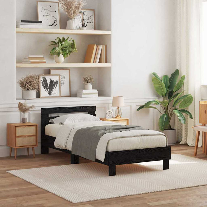 Cadru de pat Stejar negru 100 x 200 cm Lemn compozit - WALTI WALTI