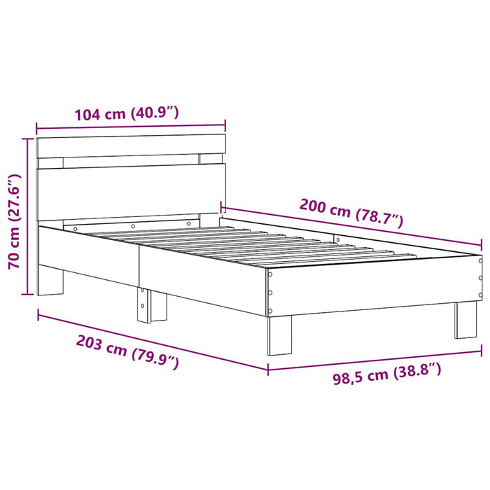 Cadru de pat Stejar negru 100 x 200 cm Lemn compozit - WALTI WALTI