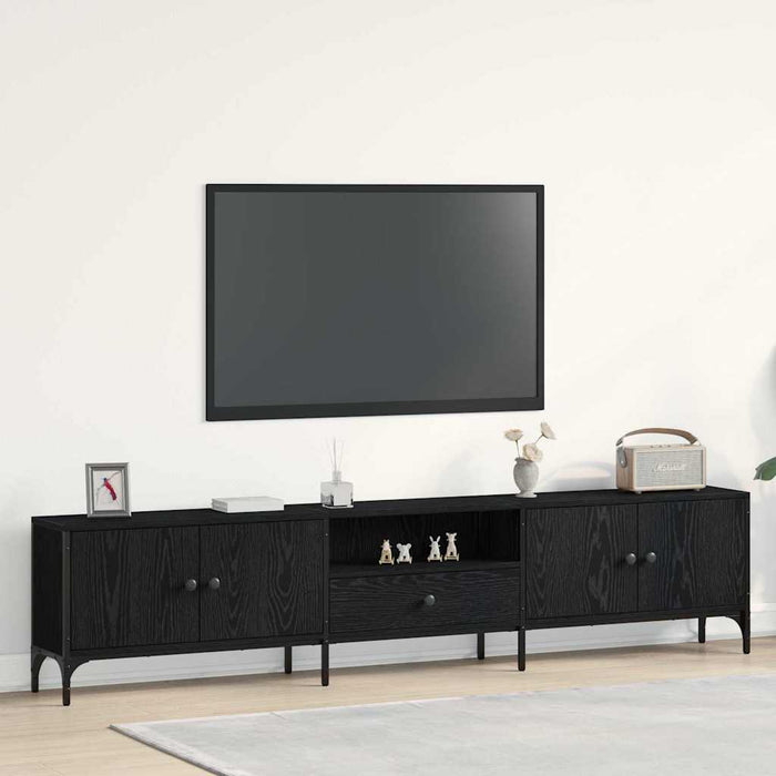 Cabinet TV Stejar negru 200 x 25 x 44 cm Lemn compozit - WALTI WALTI