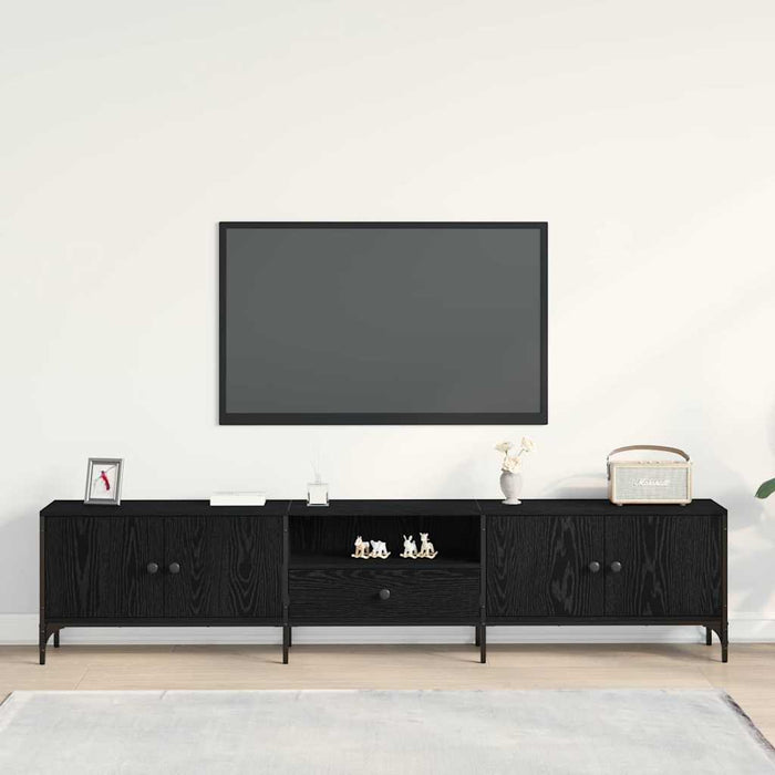 Cabinet TV Stejar negru 200 x 25 x 44 cm Lemn compozit - WALTI WALTI