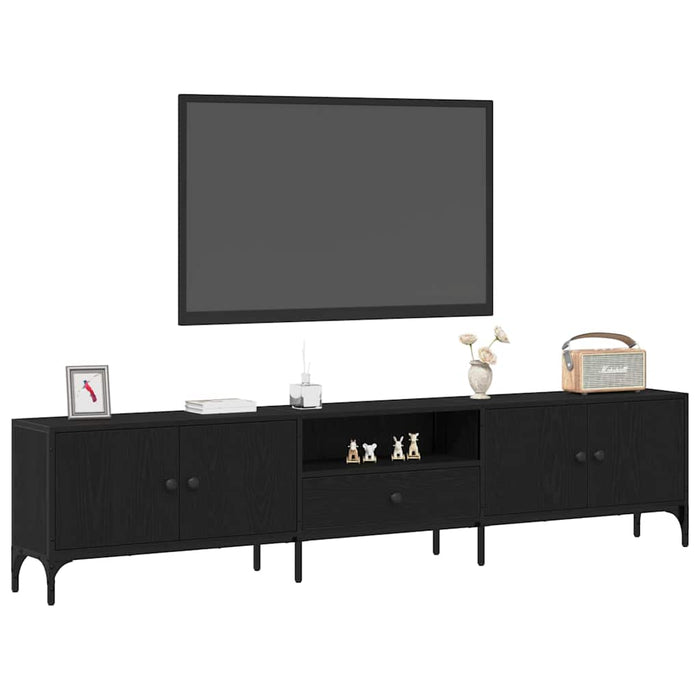 Cabinet TV Stejar negru 200 x 25 x 44 cm Lemn compozit - WALTI WALTI
