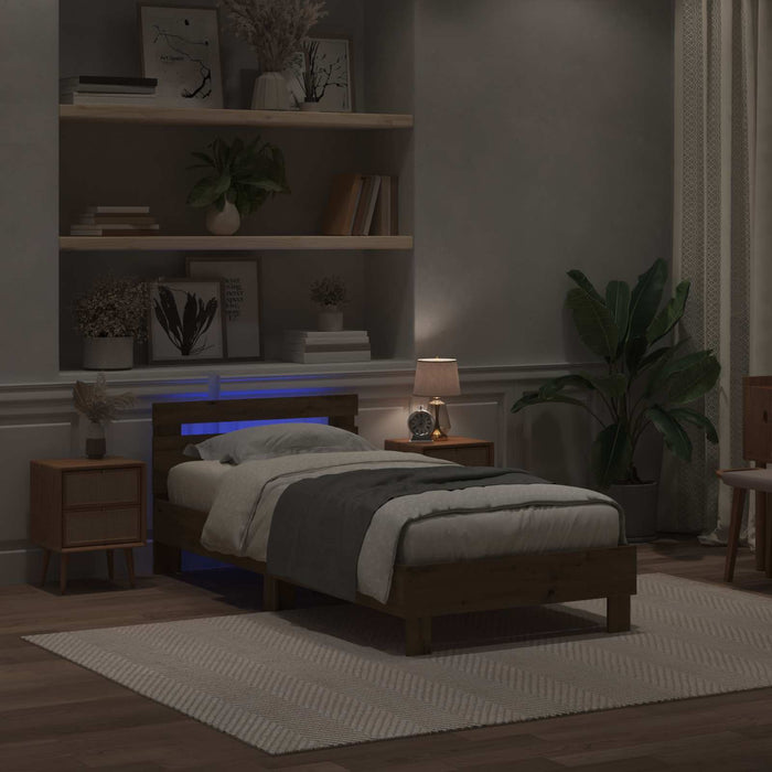 Cadru de pat cu led Stejar Artizanal 90 x 190 cm Lemn compozit WALTI