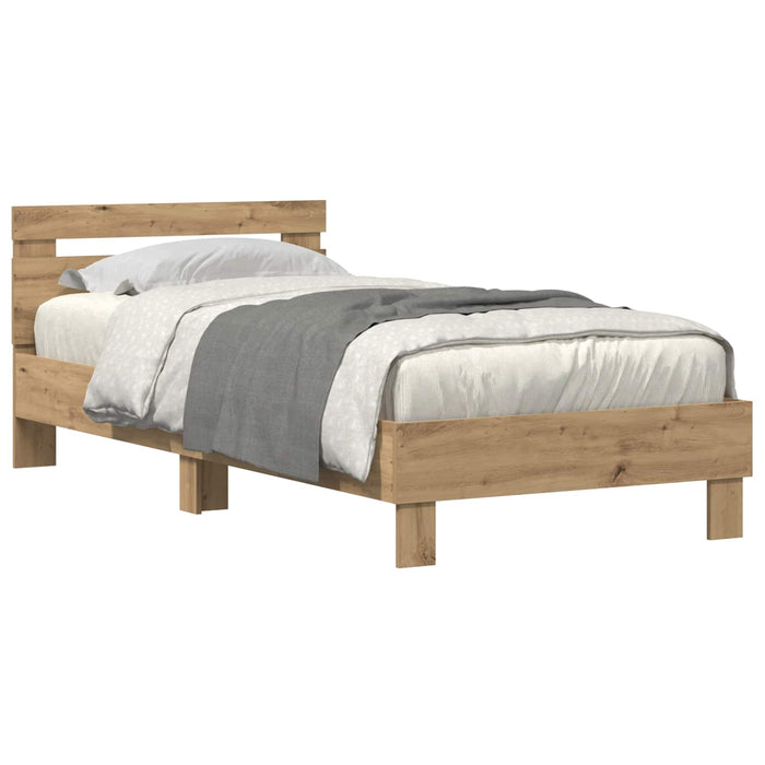 Cadru de pat cu led Stejar Artizanal 90 x 190 cm Lemn compozit WALTI