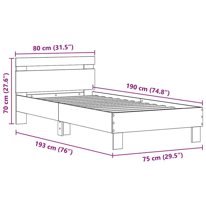 Cadru de pat Lemn vechi 75 x 190 cm Lemn compozit - WALTI WALTI