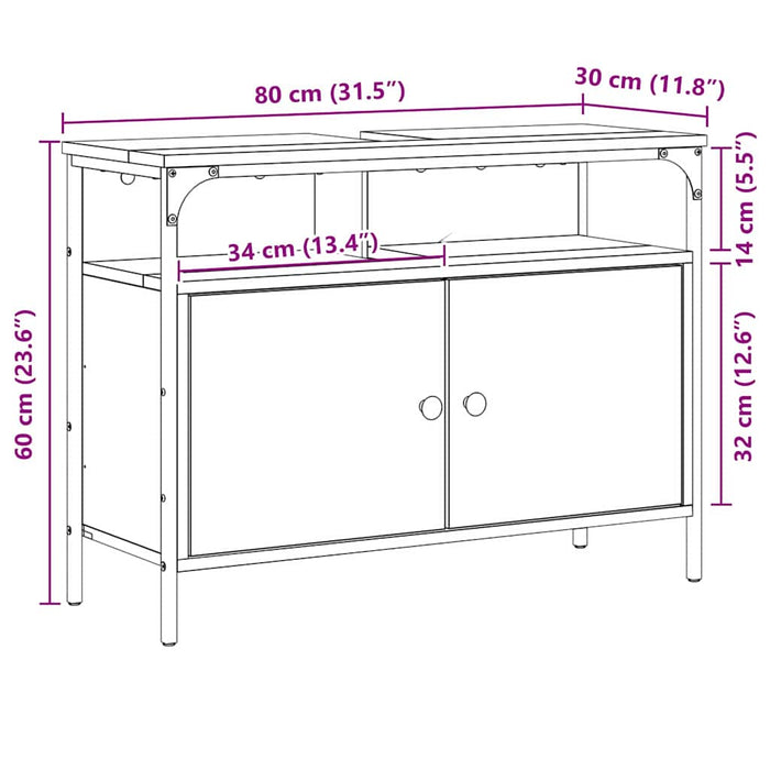 Dulap pentru Chiuveta de Baie cu ușă Maro 80 x 30 x 60 cm - WALTI WALTI