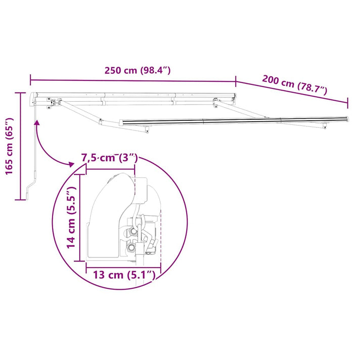 Cortina Retractabilă Manual albastru 250 x 200 cm țesătură - WALTI WALTI