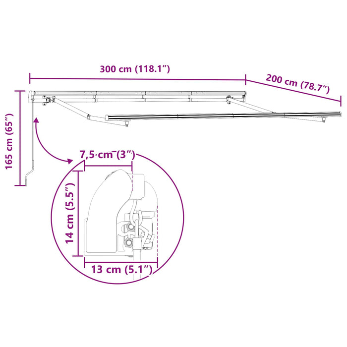 Cortina Retractabilă Manual Maro 300 x 200 cm țesătură - WALTI WALTI