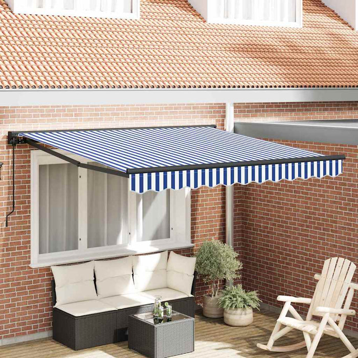 Cortina Retractabilă Manual Albastru și Alb 300 x 250 cm - WALTI WALTI