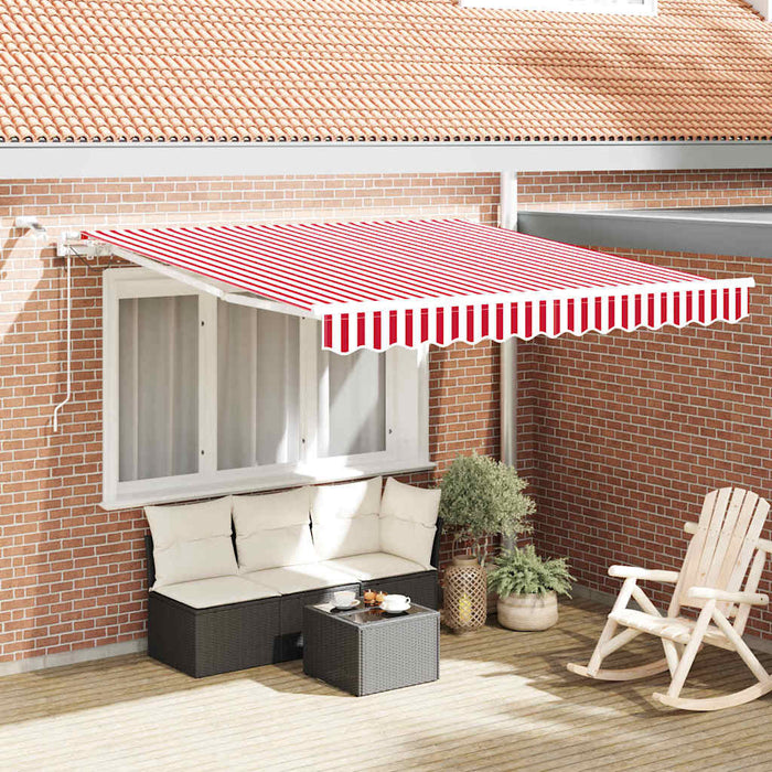 Copertină retractabilă Roșu și Alb 300 x 250 cm Poliester - WALTI WALTI