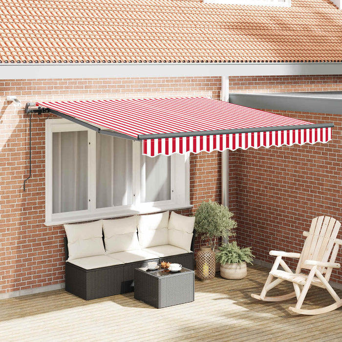 Copertină retractabilă Roșu și Alb 300 x 250 cm Poliester - WALTI WALTI