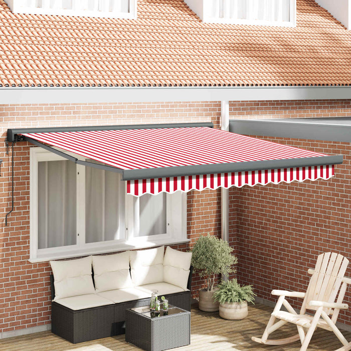 Copertină retractabilă Roșu și Alb 300 x 250 cm Stofă și Metal - WALTI WALTI