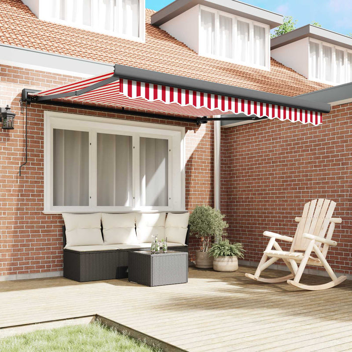 Copertină retractabilă Roșu și Alb 300 x 250 cm Stofă și Metal - WALTI WALTI
