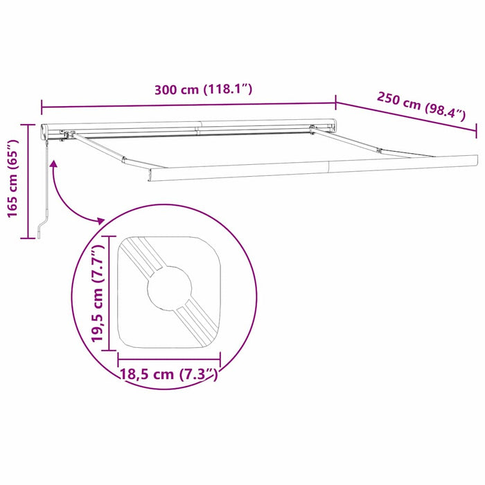 Pergolă retractabilă manuală în dungi colorate 300x250 cm - WALTI WALTI