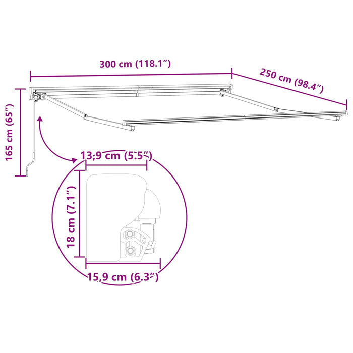 Cortina Retractabilă Manual Galben și gri 300 x 250 cm - WALTI WALTI