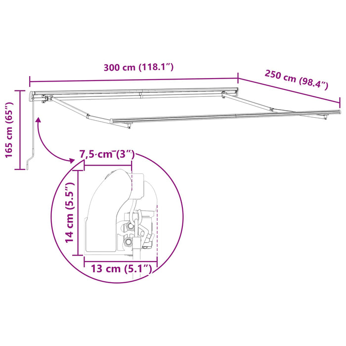 Copertină Manual Roșu 300 x 250 x 165 cm Poliester - WALTI WALTI