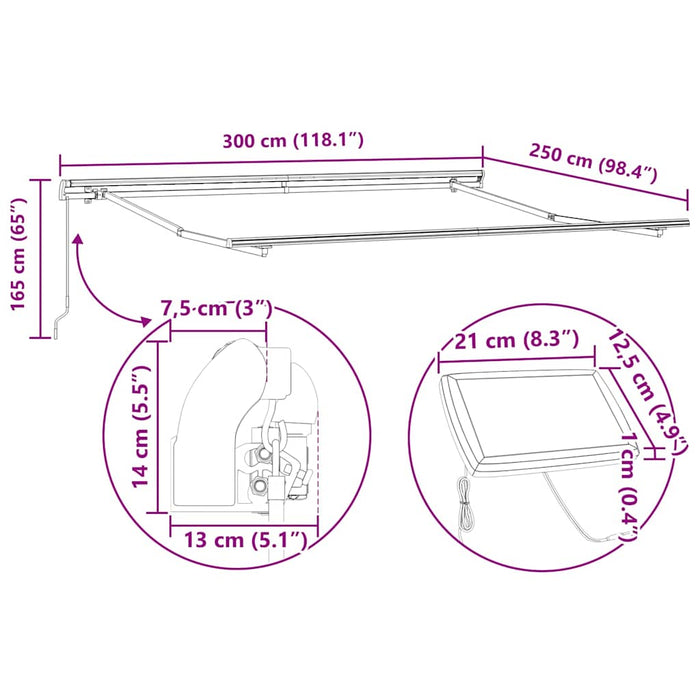 Marchiză Retractabilă Roșie with Manual Roșu 300 x 250 cm Roșu - WALTI WALTI