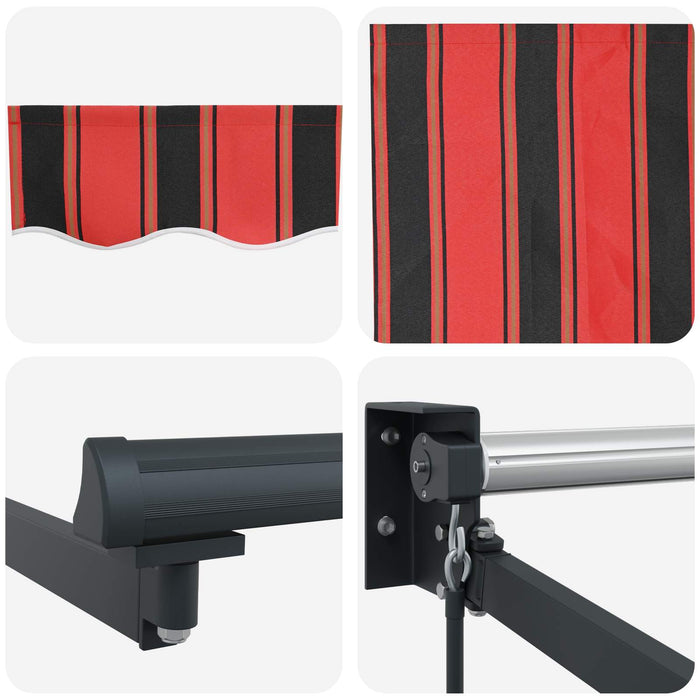 Copertină Manual Roșu și Negru 350 x 250 x 165 cm Poliester - WALTI WALTI