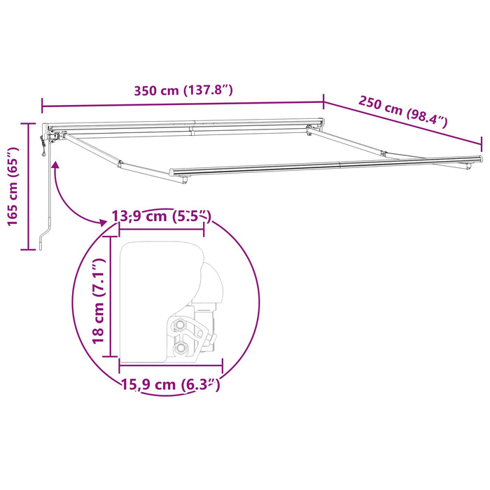 Cortina Retractabilă Burgundy 350 x 250 cm Poliester și metal - WALTI WALTI
