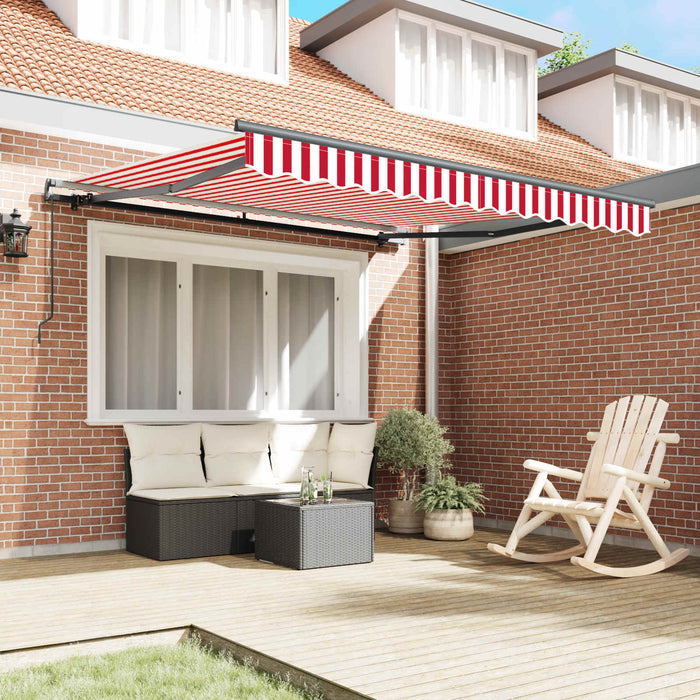 Cortina Retractabilă Roșu și Alb 350 x 250 cm Poliester și oțel - WALTI WALTI