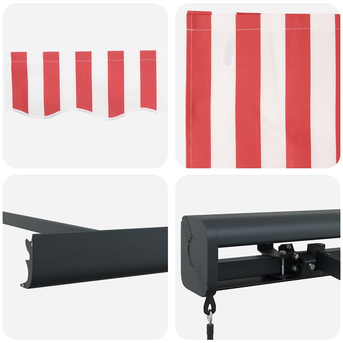 Pergola retractabilă manuală cu dungi roșii și albe, 350 x 250 cm - WALTI WALTI