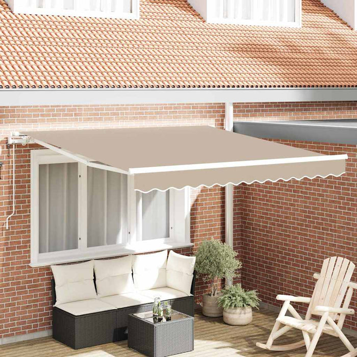 Copertină retractabilă Bej 350 x 250 cm Țesătură și Aluminiu WALTI