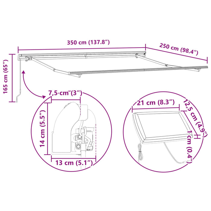 Cortina Retractabilă Verde și galben 350 x 250 cm țesătură - WALTI WALTI