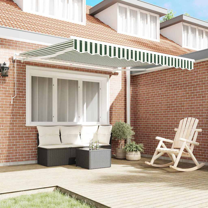Copertină retractabilă Verde și alb 350 x 250 cm WALTI