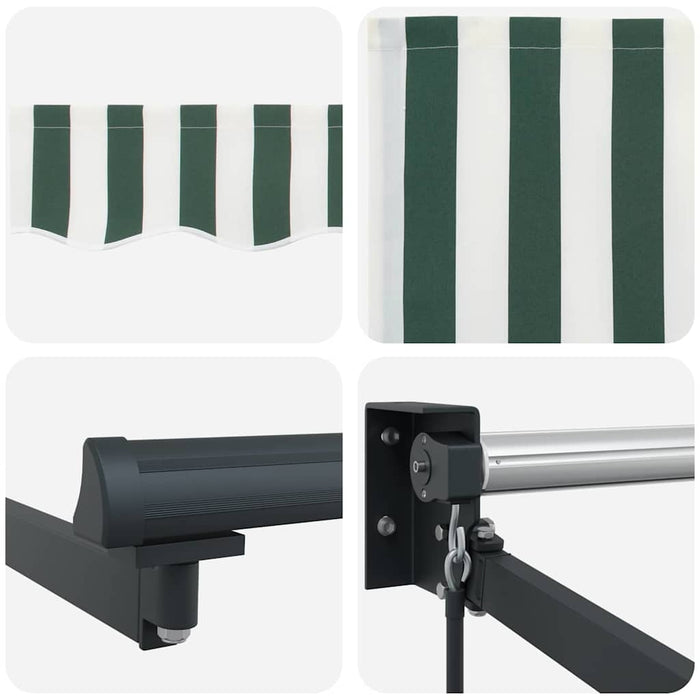 Cortina Retractabilă Manual Verde și alb 350 x 250 cm țesătură - WALTI WALTI