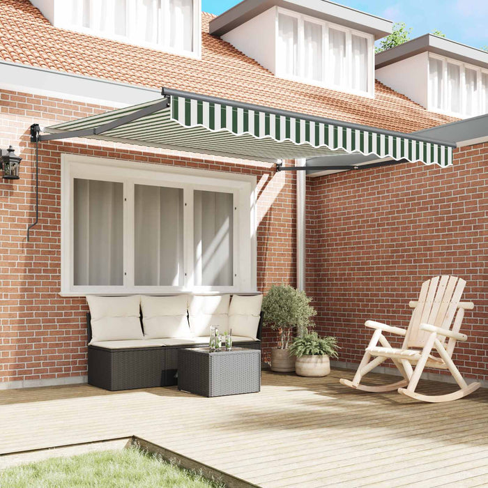 Cortina Retractabilă Manual Verde și alb 350 x 250 cm țesătură - WALTI WALTI