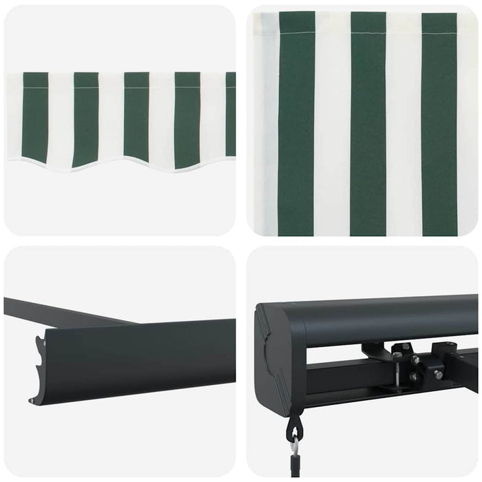Cortina Retractabilă Verde și alb 350 x 250 cm Stofă și Metal - WALTI WALTI