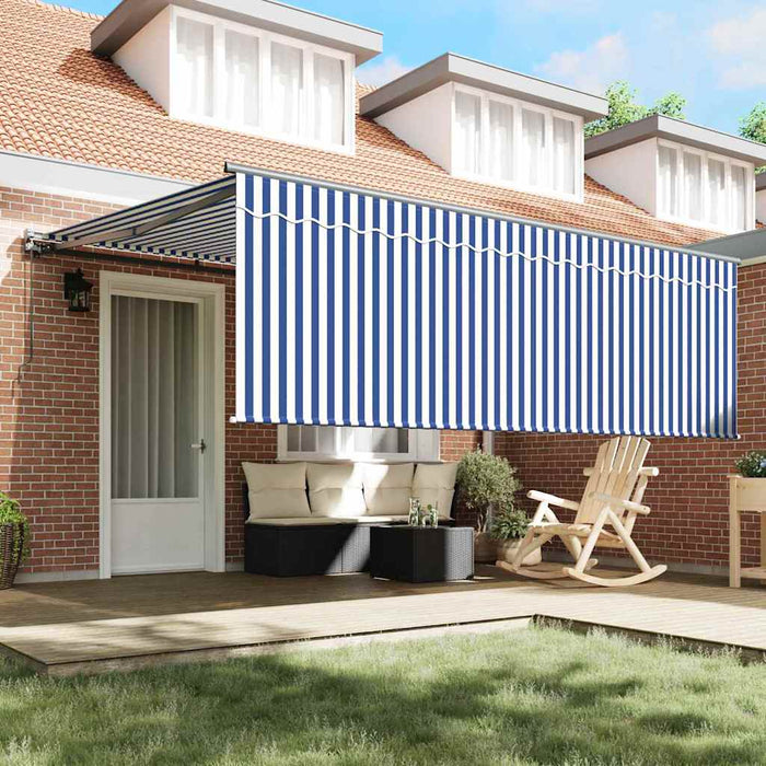 Cortina Retractabilă Manual Dungi Albastre și Albe 400 × 300 cm - WALTI WALTI