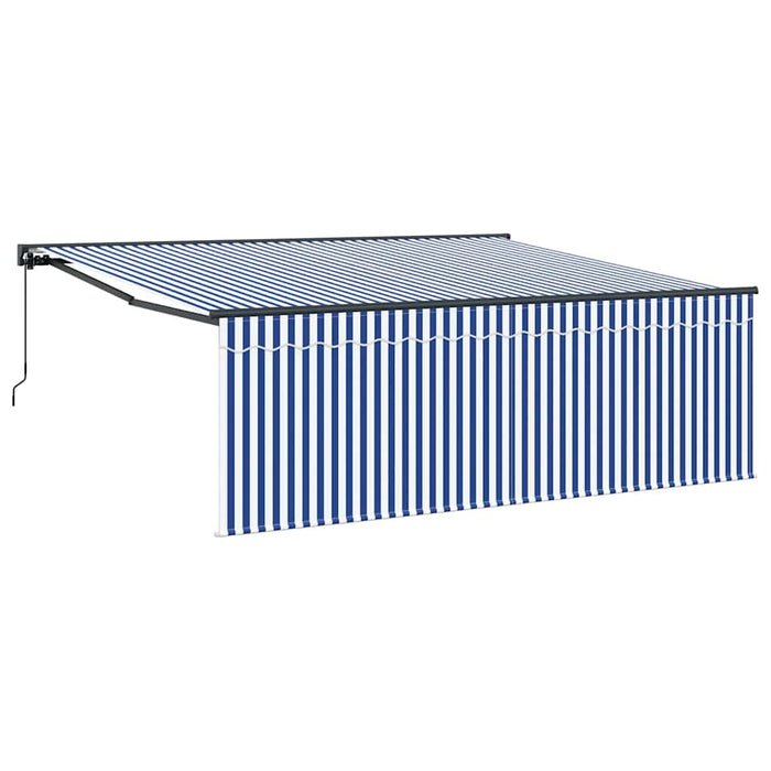 Cortina Retractabilă Manual Dungi Albastre și Albe 400 × 300 cm - WALTI WALTI