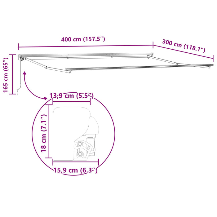 Cortina Retractabilă Maro 400 × 300 cm Aluminiu și țesătură - WALTI WALTI
