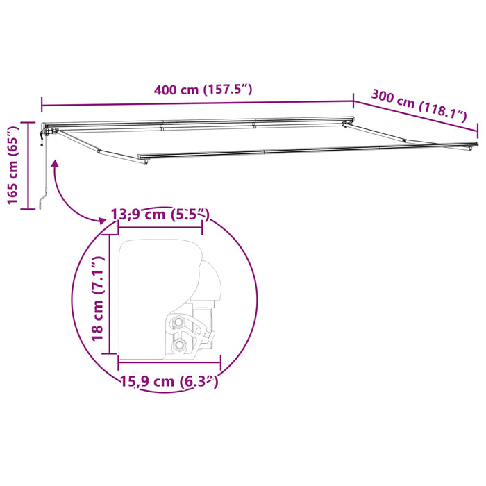 Cortina Retractabilă Maro 400 × 300 cm Aluminiu și țesătură WALTI