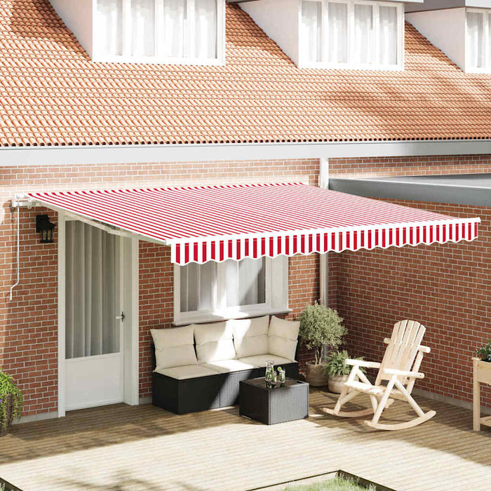 Cortina Retractabilă Manual Roșu și Alb 400 × 300 cm țesătură - WALTI WALTI