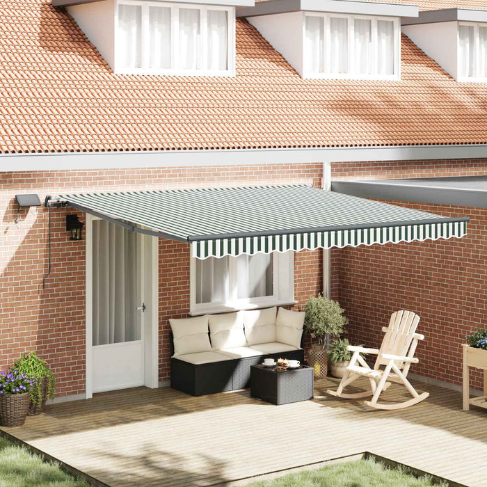 Cortina Retractabilă Manual Verde și alb 400 ×300 cm țesătură - WALTI WALTI